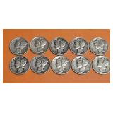 (10) Liberty Dimes 1944