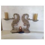 Set of (2) Crane Bird Candle Holders, Small