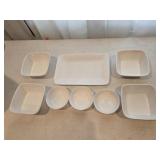 Rectangular Platter,  (4) Square Bowls & (3)