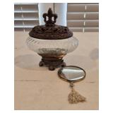 Vintage Metal & Glass Potpourri Holder & Old