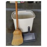 Trash Can, Broom and Dustpan