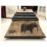 Decorative Square Storage Box w/African Elephant