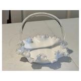 VTG Fenton Silver Crest Milk Glass Basket