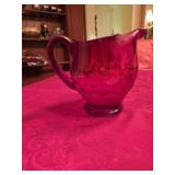 7' Vintage Georgian Ruby Ice Lip Pitcher Made by