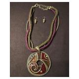 Vintage Chicos Moreau Enameled Pendant Necklace