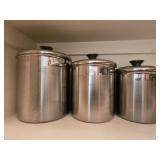 (3) Stainless Air Tight Canisters 9',8'& 7'