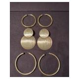 (3) Pairs Of Gold Plated Earrings
