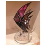 Vintage Metal and Glass Fish Sculpture