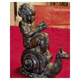 Maitland Smith Bronze Sculpture of Boy Riding a