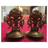 (2) Ornate Brass/Bronze Finials 6 1/4' Tall +