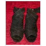 8M Franco Sarto Thirst Black Suede Slingback