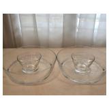 (2) Heavy Clear Glass Chip & Dip Bowls