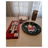 Santa Dessert Plate, Santa Tall Pillar Candle,
