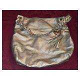 Michael Kors Gold Metallic Leather Hobo Handbag