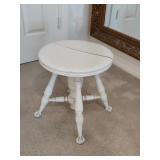Vintage White Wooden Vanity Stool with Claw Feet