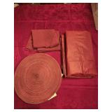 (8) New Round Placemats, Felt Backed Tablecloth &