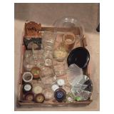 Flat of Candles, Holders, Plates & More