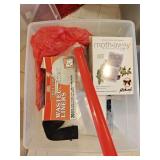 Plastic Bin of organization accessories w/ lid