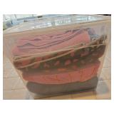 Plastic Bin of towels w/ lid