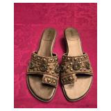 7.5N Vaneli Gold Metallic Sandals w/Brad