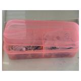 Pink Storage Container w/Sewing Notions