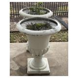 (2) 28'x22' White Garden Urn Planters