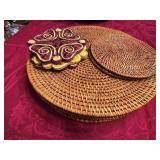 (6) 15.5' Hand-Woven Rattan Chargers & (5) Trivets