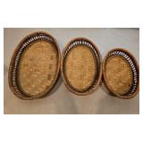 Set of 3 Oval, Handwoven Bamboo or Rattan