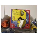 Bags, Open Box of Rugs, and Assorted Feather