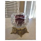 5 5/8' Crystal Rose Bowl w/Candle & Base +