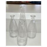 Vintage Vase & (3) Milk Bottle Vases