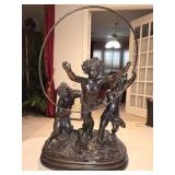 Bronze Sculpture Vintage Statue of 3 Children