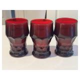 (3) VTG Anchor Hocking Georgian Ruby Red