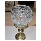 6' Crystal Rose Bowl on Brass Stand