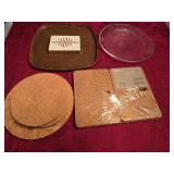 CORK Trivets, Trivet Tray & Glass Plate