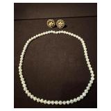 Real Pearl Necklace 12ï¿½ & Clip On Earrings
