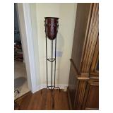 54.5' Wrought Iron Stand w/Red Glass Insert