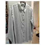 SZ 2 CHICOS Silver Silk Button Down Blouse