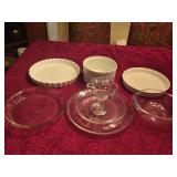 Crate & Barrel Bowl, (2) Porcelain Tart Dishes,