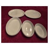 (2) Heavy Oval Platters & (3) Oblong Serving