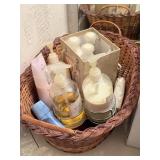 Wicker Basket with Lotions and Hand Soap