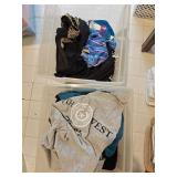 Bins of women's clothes & swim (1 has lid)