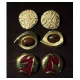 (3) Clip On Earrings Gold Plated Earrings