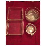 (2) Pyrex Square Casserole Dishes, (4) Glass