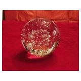 4' Clear Glass Paperweight Featuring a Controlled