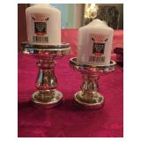 (2) Mercury Glass Pedestal Candle Holders