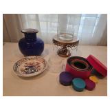 Blue Vase, Beaded Cake Stand, Japanese Shallow