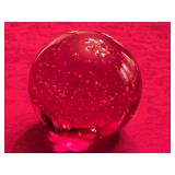 3.75' Red Glass Paperweight w/Controlled Bubbles