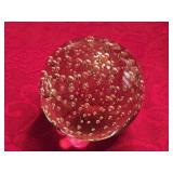 3.75' Clear Glass Paperweight w/Controlled Bubbles