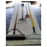 Push Broom, Pitch Fork and 2 Rakes